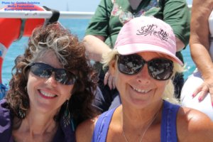 Takara Shelor and Roberta Goodman on a dolphin and whale watching tour in Southern California