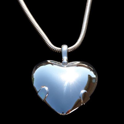 BioElectric Shield Sterling Silver with Sterling Silver Tabs Heart Polished Finish EMF Protection